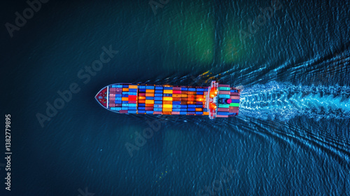 Customs document with red tariff stamp on wooden crate, international shipping, import export logistics and freight transportation concept.