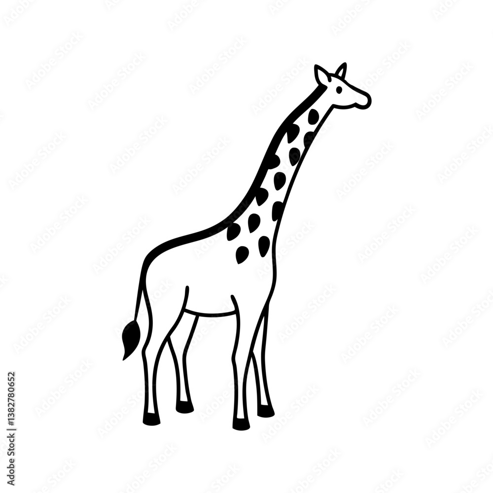 Obraz premium A Giraffe Reaching For Tree Leaves Silhouette Illustration