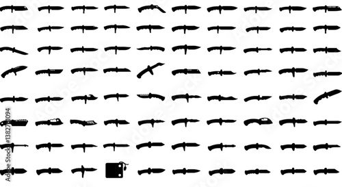 Knife black icon. Big set of icons of various knife on a white background. Vector illustration.
