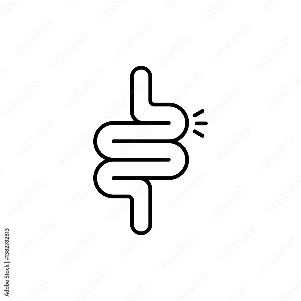 Gut constipation Icon. Intesines Vector Icon in line style design. Symbol of digestion system. Vector illustration. Gut constipation Icon. Intesines Vector Icon in line style design. Symbol of digestion system. Vector illustration.