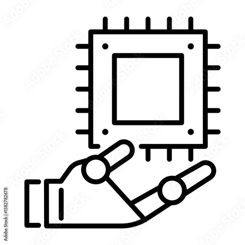 AI robotics line vector icon 