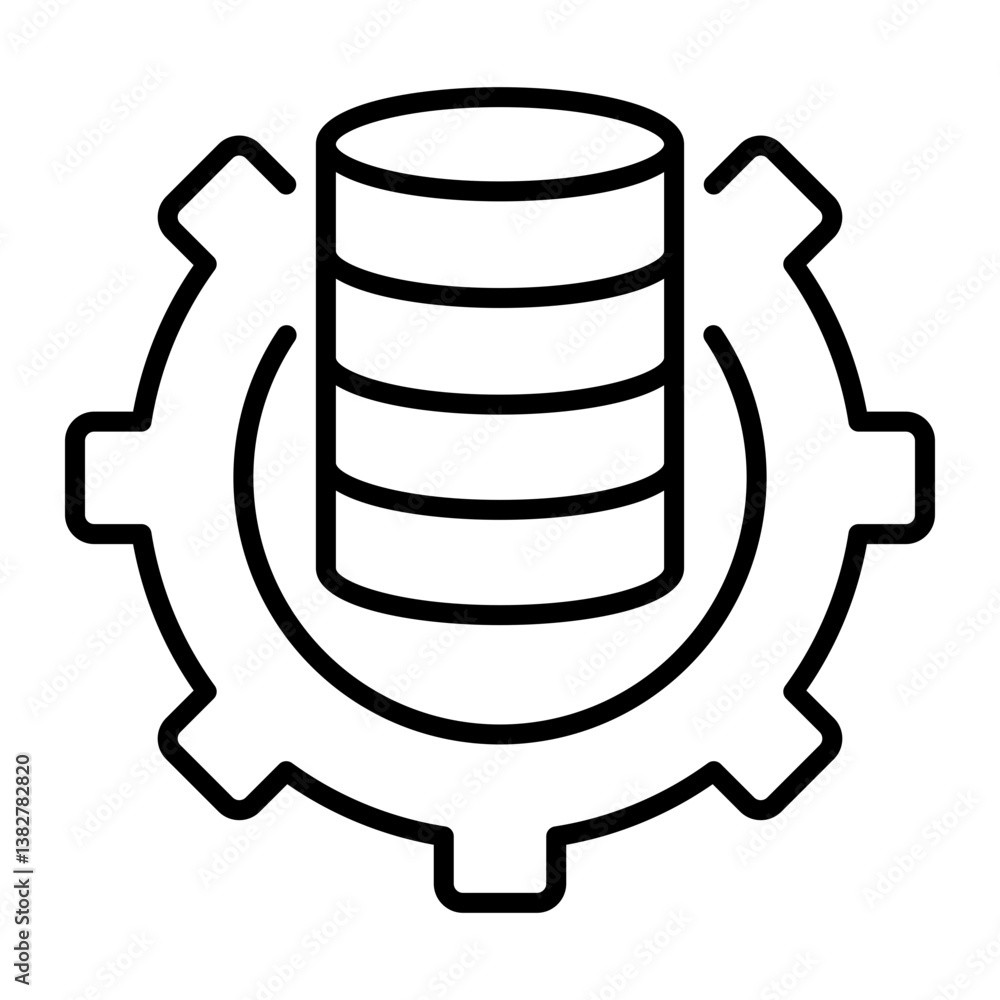 Database configuration line vector icon Database configuration line vector icon