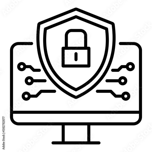 Encryption authentication line vector icon 