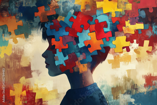 Autism Spectrum Disorder, Asperger's Syndrome, and Early Childhood Intervention: Illustration of an Autistic Boy.