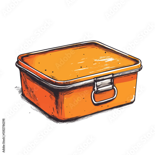 Bait box minimalist flat illustration, featuring a clean design isolated on a white background.

