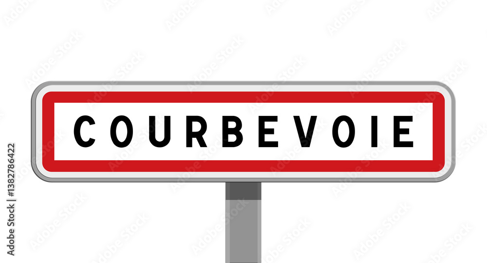 Panneau sur poteau central de Courbevoie, Hauts-de-Seine, Île-de-France Panneau sur poteau central de Courbevoie, Hauts-de-Seine, Île-de-France