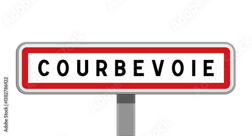 Принти на полотні Panneau sur poteau central de Courbevoie, Hauts-de-Seine, Île-de-France