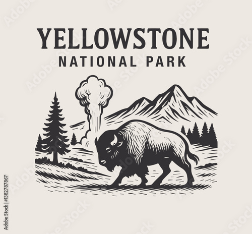 yellowstone national park vector illustration