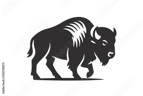 silhouette of the wild bison animal nature vector illustration 