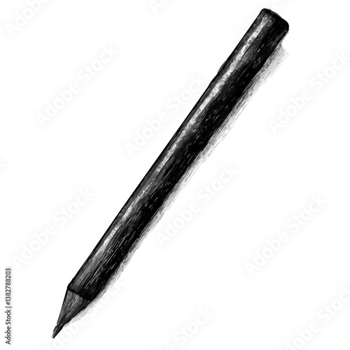 Charcoal stick minimalist flat illustration, featuring a clean design isolated on a white background.

