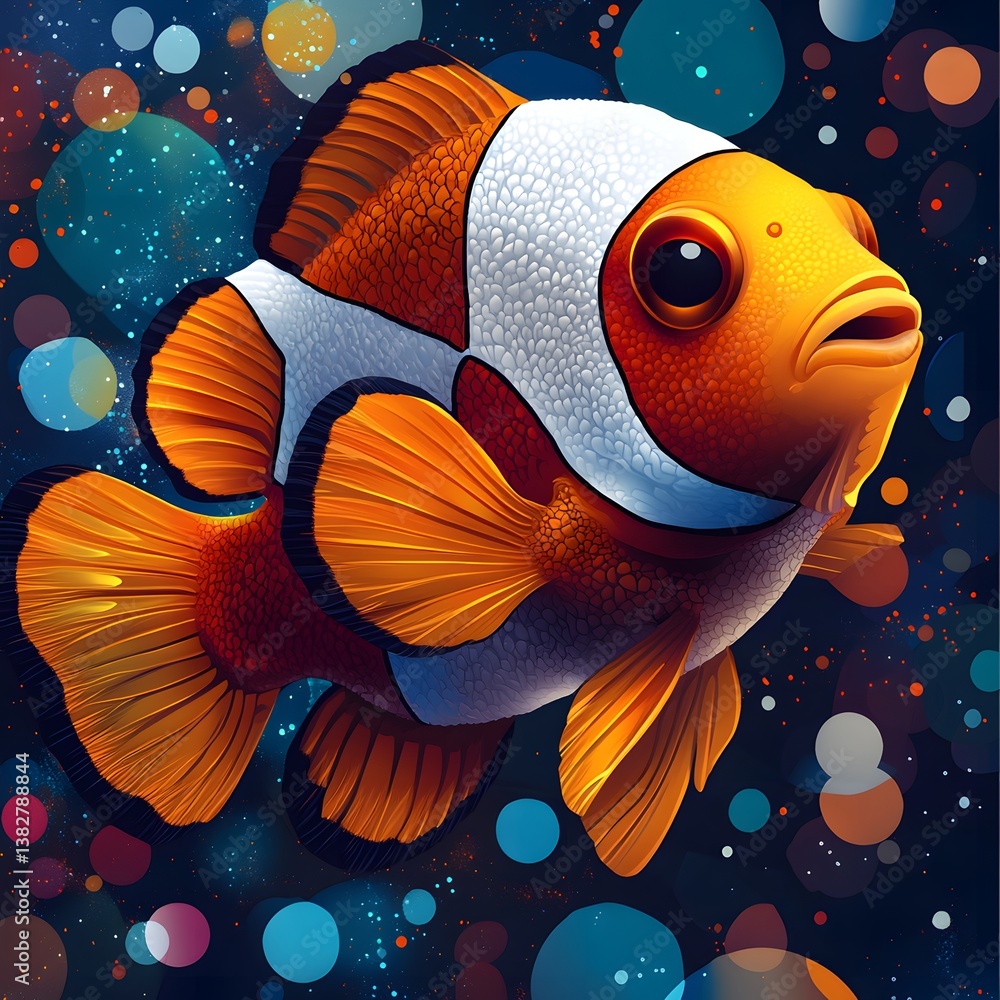 Naklejka premium clown fish with orange and white fins and white belly