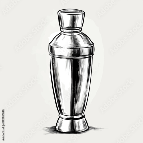 Cocktail shaker minimalist flat illustration, featuring a clean design isolated on a white background.

