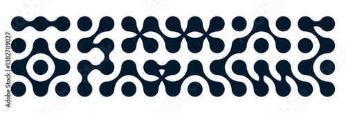 Organic connect pattern with metaball molecules. Geometric blob shapes and fluid dots. Flat vector illustration isolated on white background.