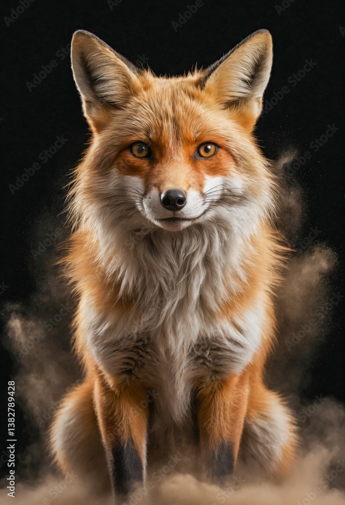Obraz premium Fox Wild Animal Elegant Dramatic Portrait On A Mist Dark Background