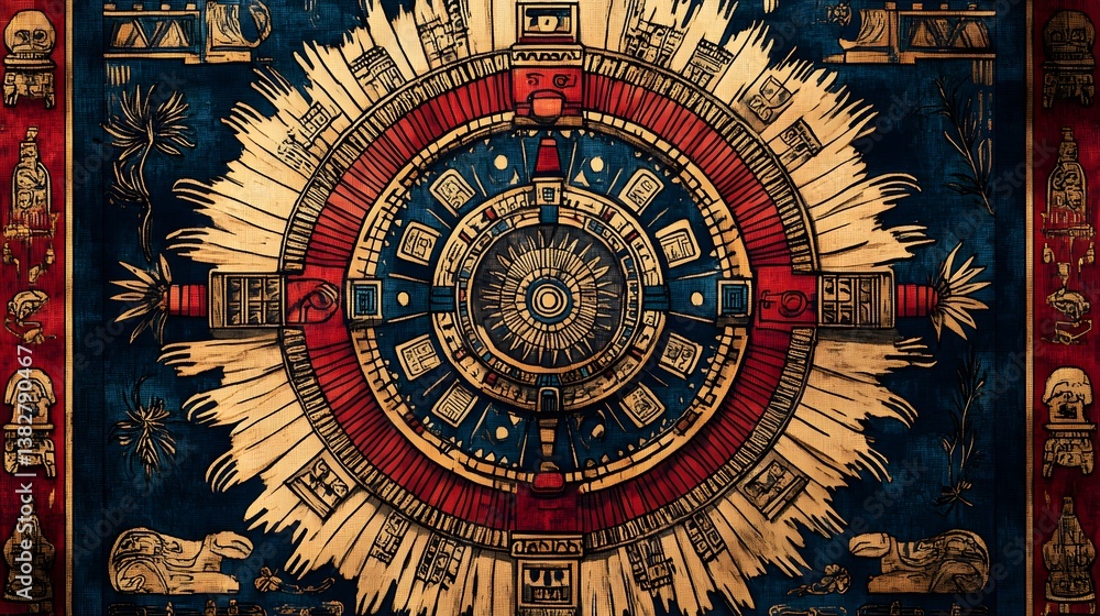 Obraz premium a close up of a colorful painting of a clock with a sun