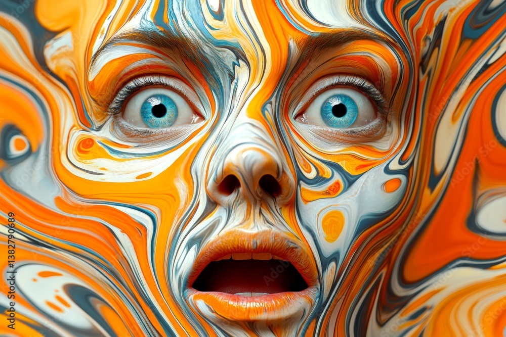 Fear of unknown. Mysterious visions. Deep fear. Being unable to move - nightmares, bad dreams: abstract image of health condition. Metaphorical being unable to move emotions of fear and despai.