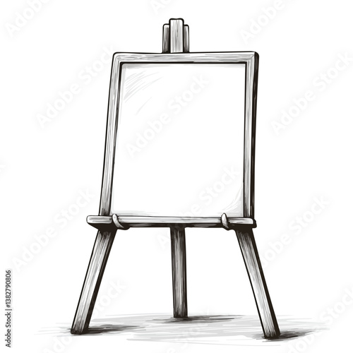Easel stand minimalist flat illustration, featuring a clean design isolated on a white background.

