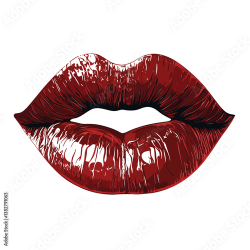 Kissing lips lipstick imprint isolated on a white background