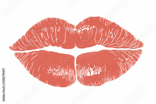 Kissing lips lipstick imprint isolated on a white background