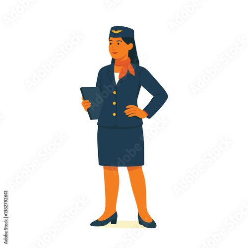 Airline Crew Collection – Vector Illustrations of Male Pilot and Female Flight Attendants