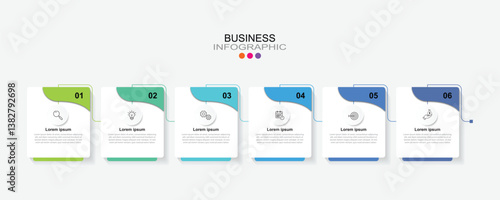  Infographic 6 options design elements for your business data. Vector Illustration