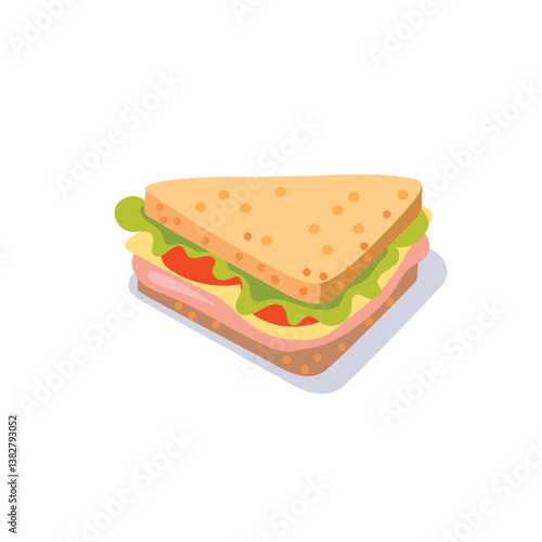 Vector sandwich. Childish drawn style  basic dish. Fast food restaurant meal. Flat design. Breakfast, lunch menu. Images traditional food