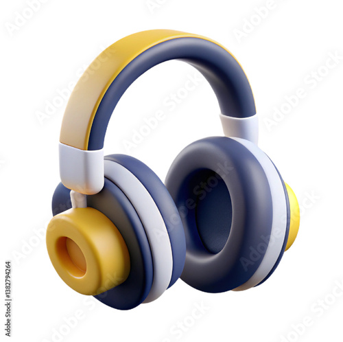 Colorful Headphones Audio Device Music Illustration Single Object Isolated On White Background 