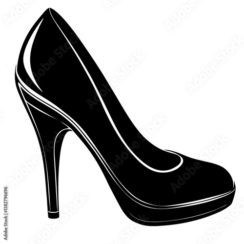Elegant Black High Heel Shoe Fashion Illustration Classic Pointed Toe Stiletto Formal Footwear
