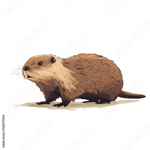 Muskrat minimalist flat illustration, featuring a clean design isolated on a white background.

