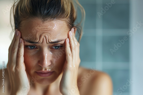 A woman's portrait expressing profound sadness and emotional distress. The image captures a moment of intense vulnerability and inner turmoil.