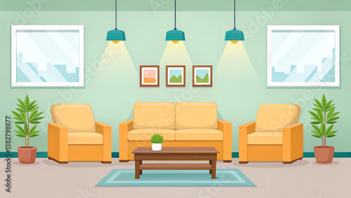 Office Waiting Area Illustration