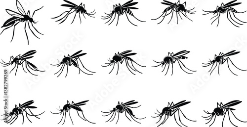 Silhouette of mosquito set