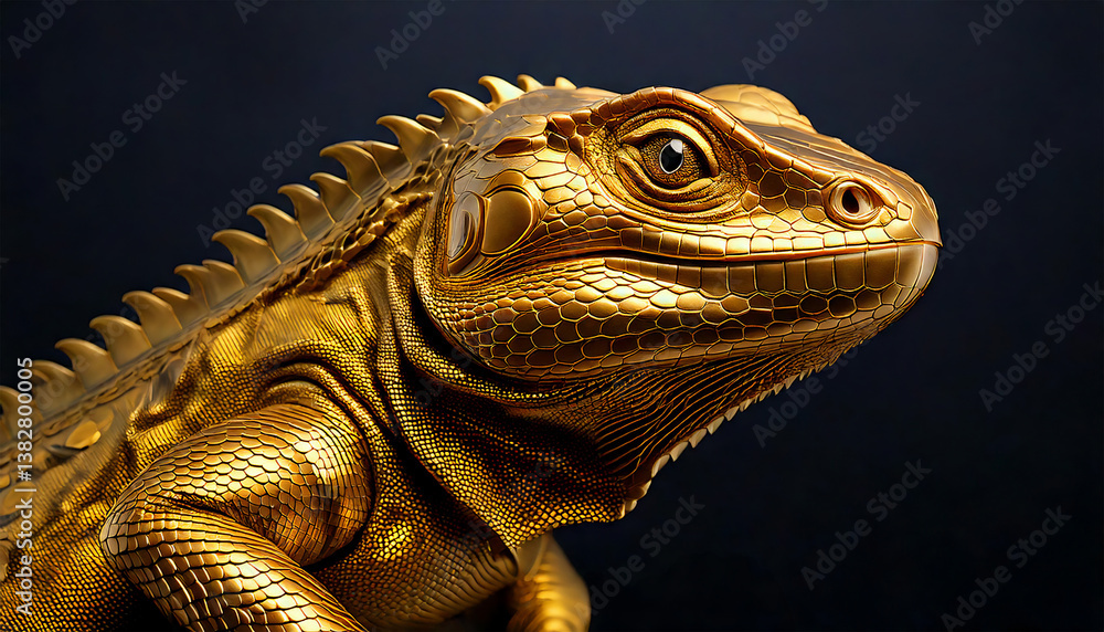 Fototapeta premium Golden iguana portrait