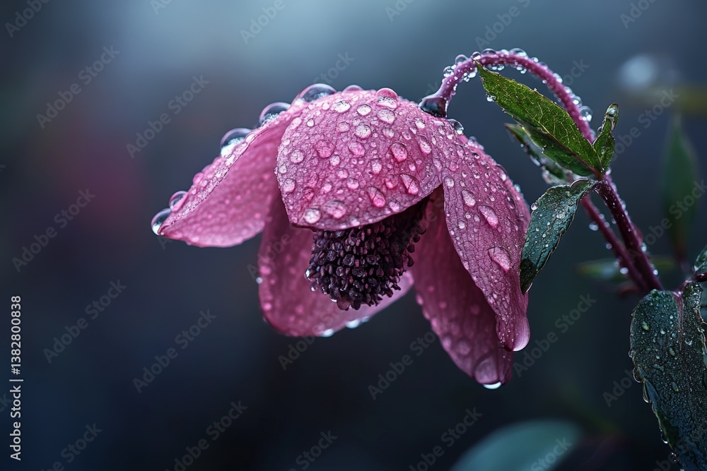 Close-up of dew-covered pink flower in bloom Close-up of dew-covered pink flower in bloom