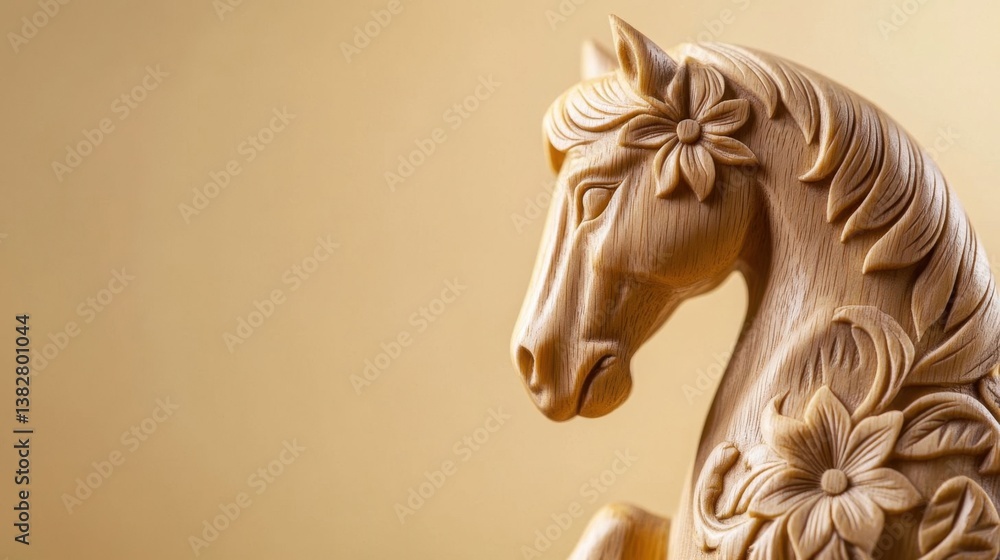 Obraz premium Carved wooden horse figurine.