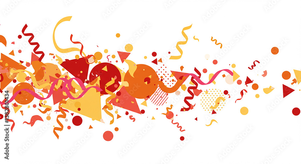 Naklejka premium Festive Celebration Abstract Red Orange Confetti Background