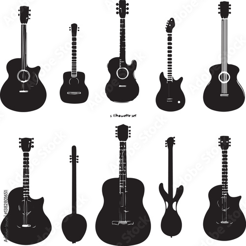 "Elegant Guitarist Silhouettes" or "Musical Princesses with Guitars