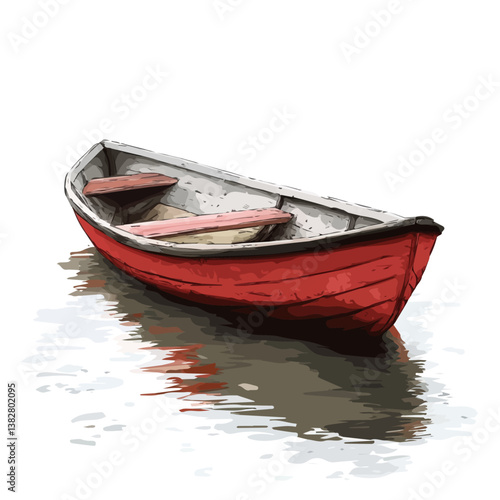 Rowboat minimalist flat illustration, featuring a clean design isolated on a white background.


