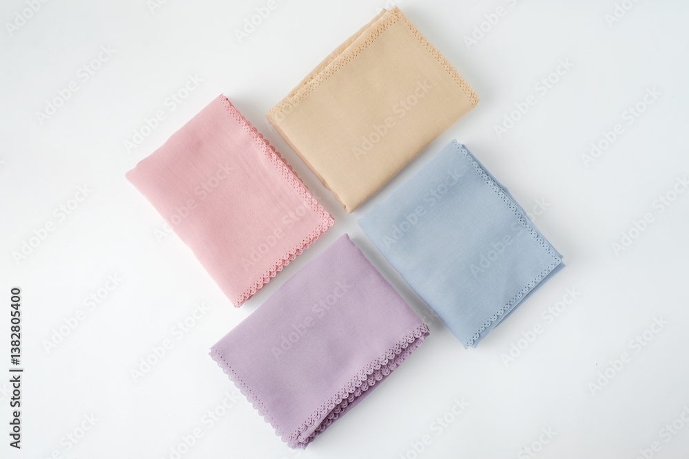 hijab headscarf fabric folded in many color on a white background hijab headscarf fabric folded in many color on a white background