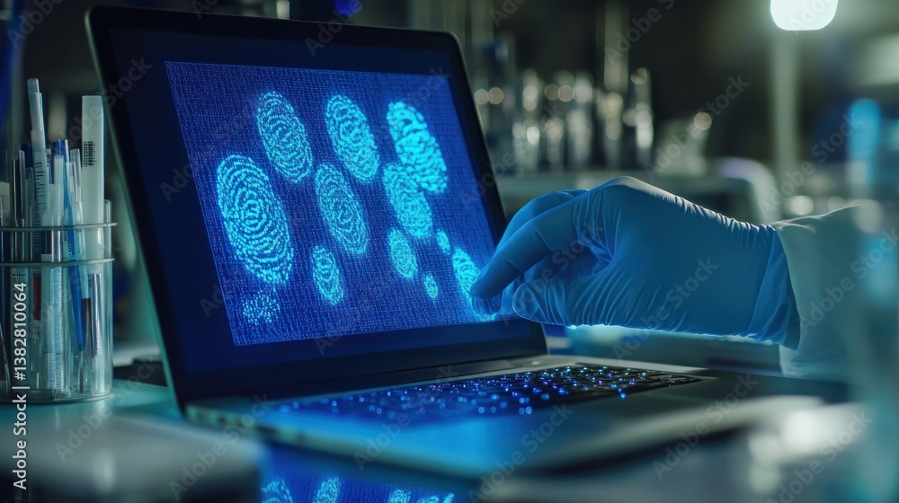 Analyzing Fingerprints on Laptop Screen with Gloved Hand in Laboratory