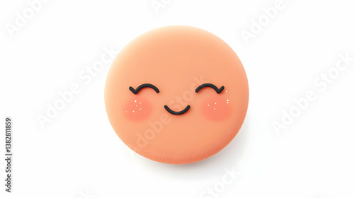 Smiling Round Face Icon with Layered Cutout Design and Bright Eyes