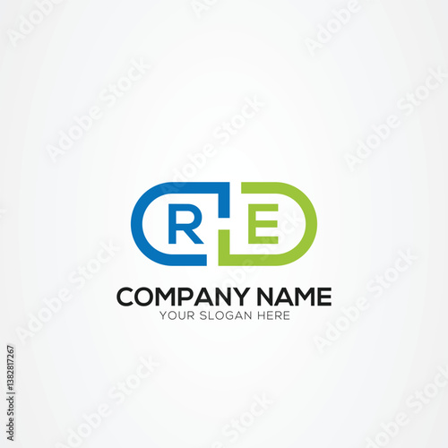 Minimal Monogram Letter RE Medicine Logo Elements