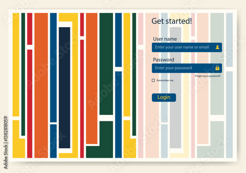 Account sign up and password page. Login ui ux design concept illustration. Bauhaus landing page template design materials