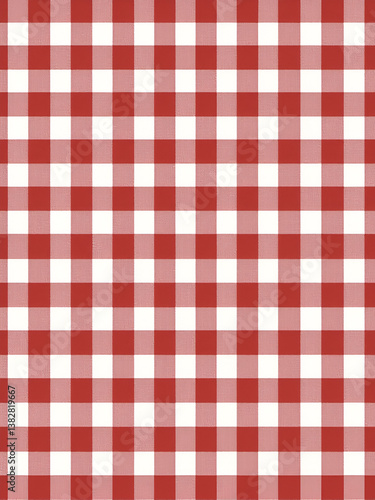 Gingham seamless pattern. Red and white vichy background texture. Checked tweed plaid repeating wallpaper. Fabric design. Vector