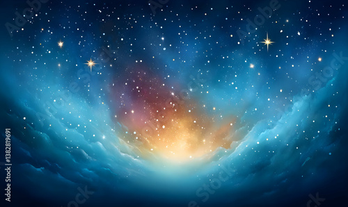 Beautiful Abstract Gradient Background with Stars and Clouds Effect