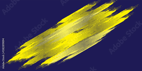 Abstract yellow-blue frame on a dark background. Sporty design in grunge style. Illustration for sports, athletics, training, workout. grunge geomtric modern