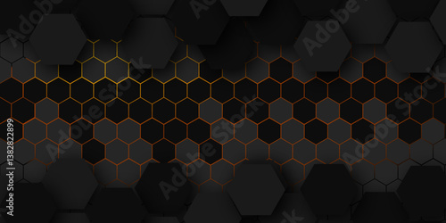 Futuristic black tire track pattern with geometric hexagon design and digital texture
