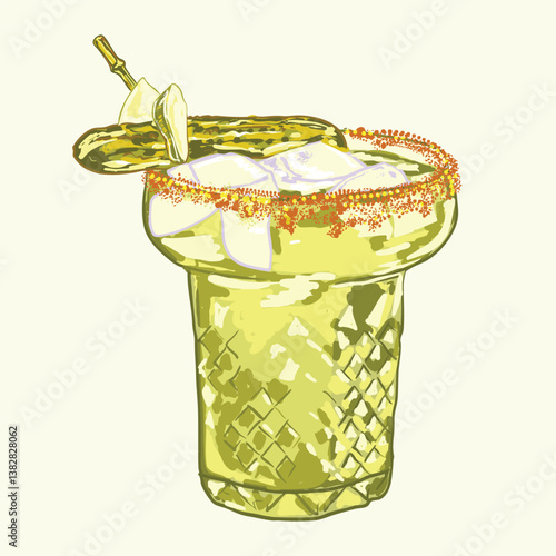 Pickle Margarita Illustration