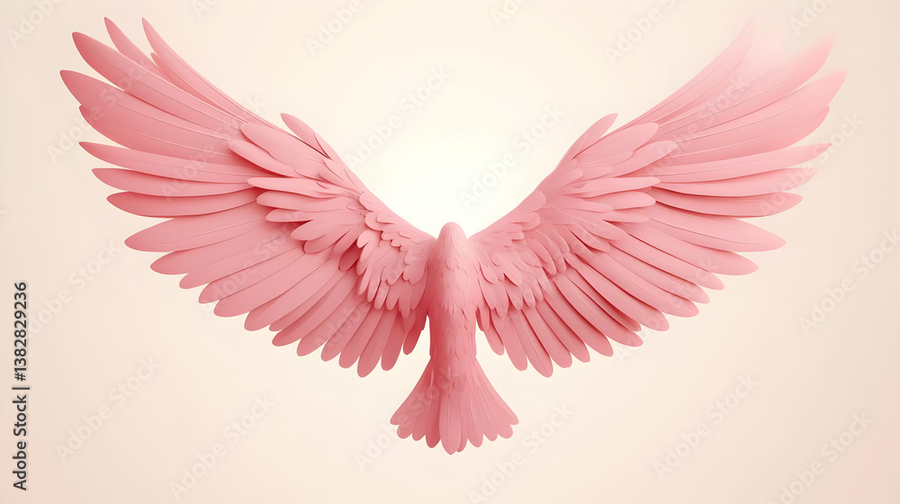 Obraz premium Elegant Feathered Avatar in Soft Pink Stylized Drawing Art