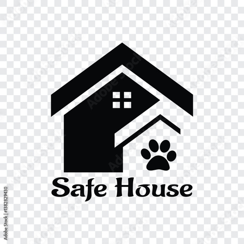 27. pet dog cat paw alphabet safe house logo